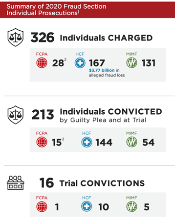 Summary of 2020 Fraud Section individual Prosecutions